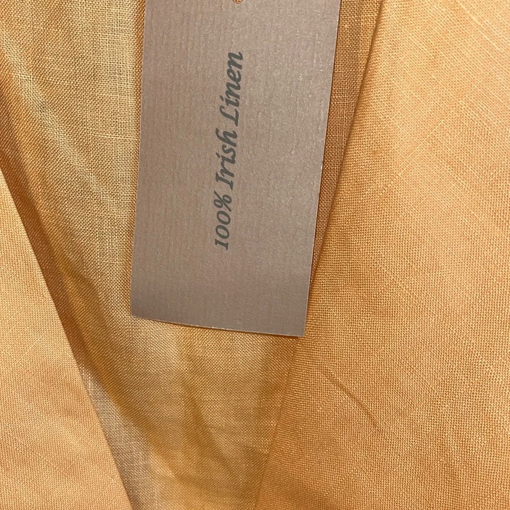 Edward 100% Irish linen sleeveless top. Orange crossbody tie. large. Fall. - Picture 5 of 11